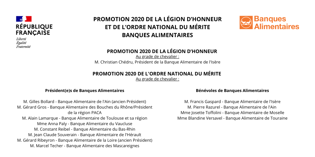 Promotion 2020 Médaille du Mérite Constant REIBEL